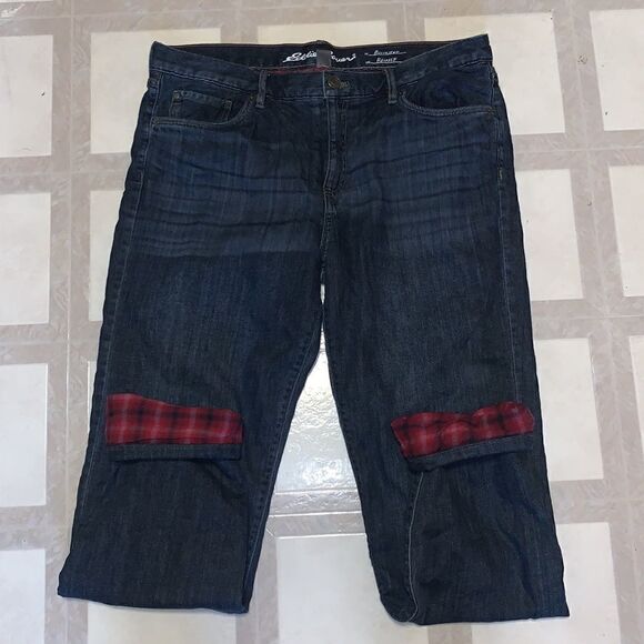 EUC WOMEN’S SIZE 12 EDDIE BAUER BOYFRIEND RELAXED FLANNEL HI-RISE JEANS - Picture 3 of 9